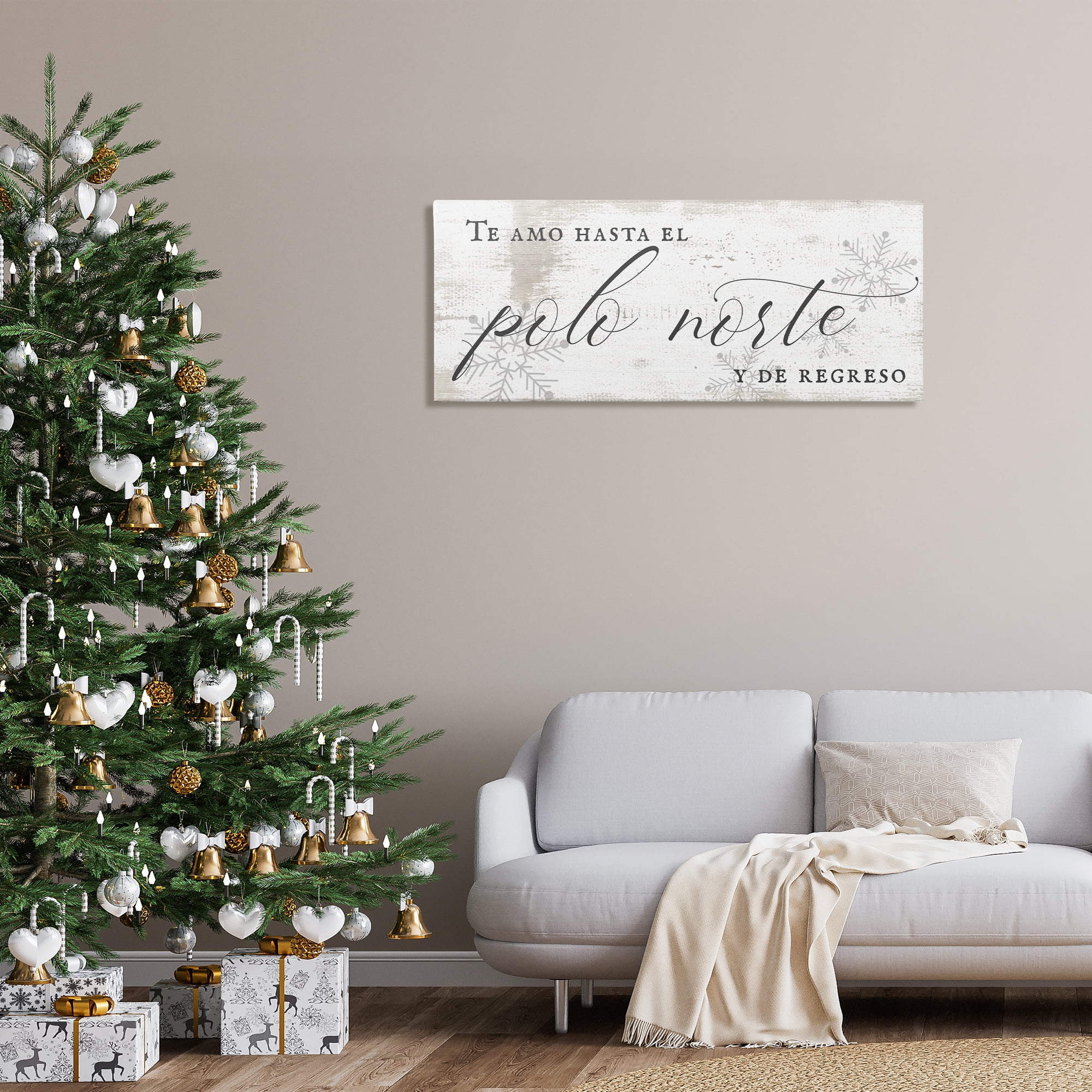 Stupell Industries Te Amo Hasta el Polo Norte Holiday Painting Wrapped Canvas Art Print Wall Art, 48 x 20