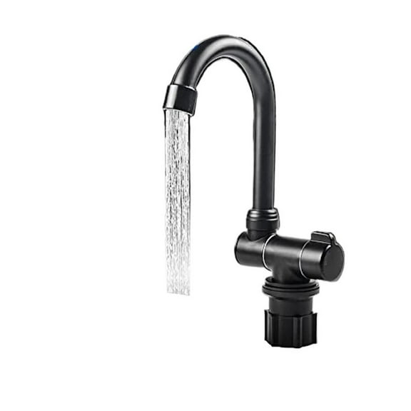 RV Folding Faucet 360 Degree Swivel, Hot And Cold Water Faucet Kitchen Bathroom Matte Black