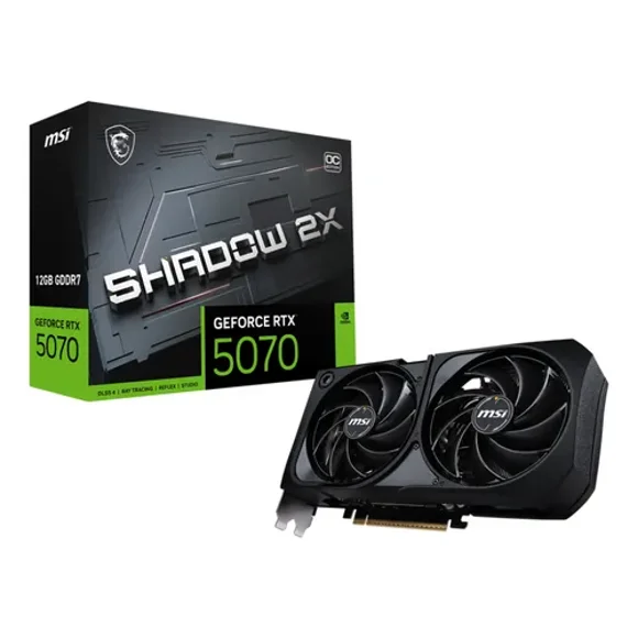 MSI GeForce RTX 5070 12G Shadow 2X OC - Tarjeta gráfica Extreme Performance: 2557 MHz, 28 Gbps, 12GB GDDR7, 192-bit, PCI Express® Gen 5