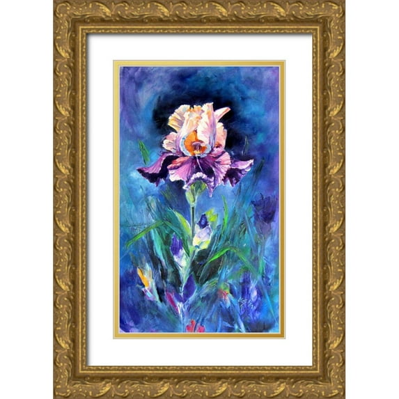 Kovacs, Anna Brigite 21x32 Gold Ornate Wood Framed with Double Matting Museum Art Print Titled - Purple Lilly