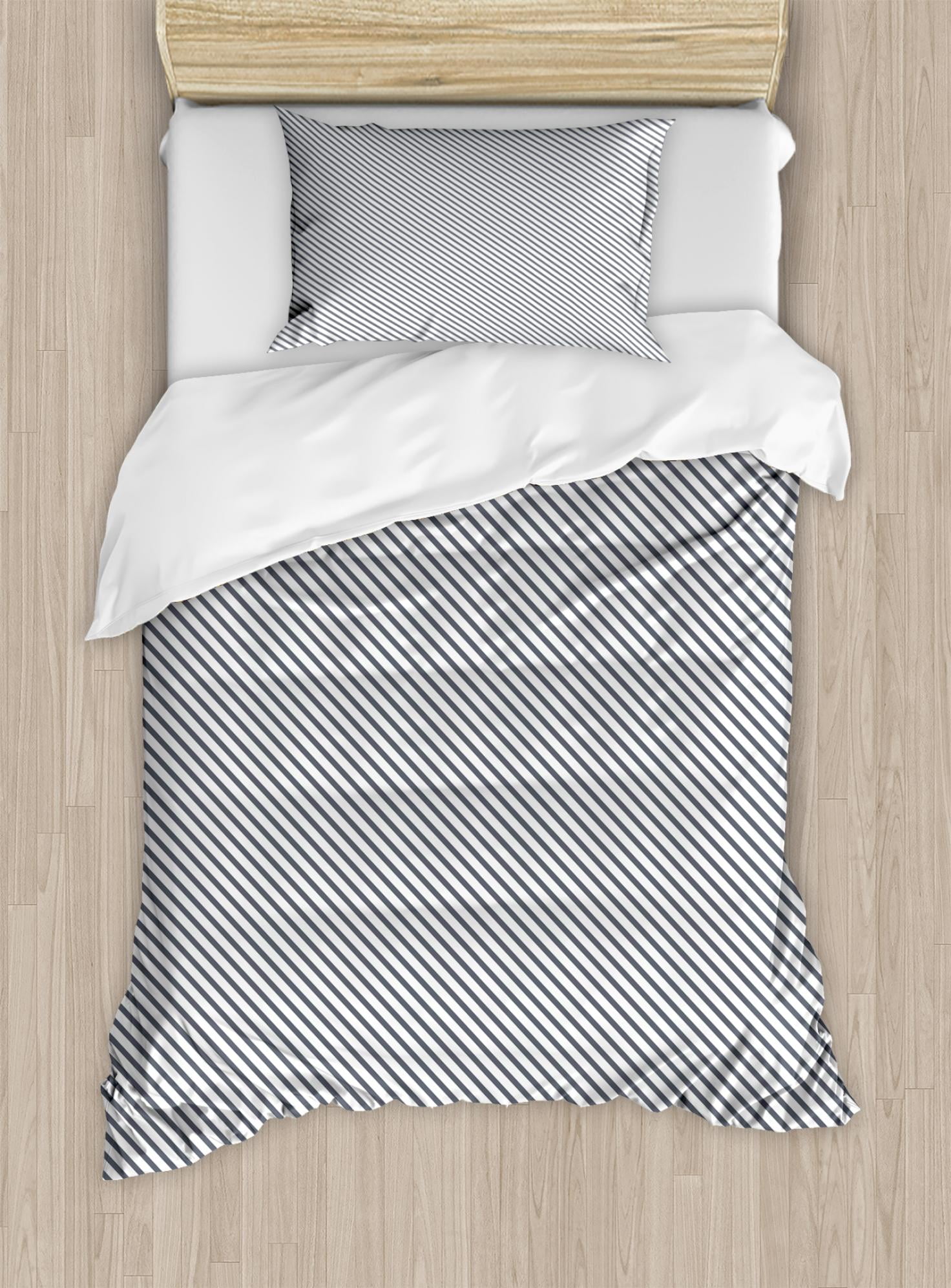 Modern Duvet Cover Set Sketchy Hand Drawn Asymmetrical Stripes And Lines Print Artwork Decorative Bedding With Pillow Shams Charcoal Grey Black
