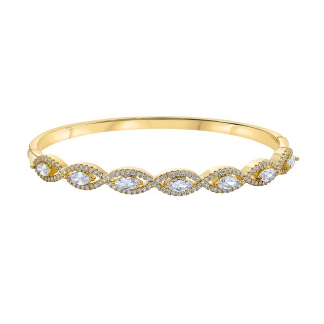 Pulsera JeenMata Infinito Trenzado Pave Chapada en Oro Amarillo
