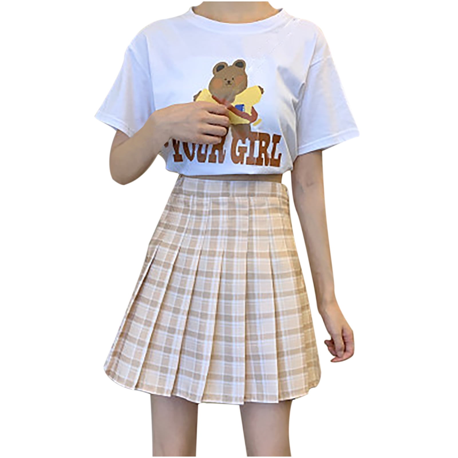 High waisted plaid skirt in bulk sale