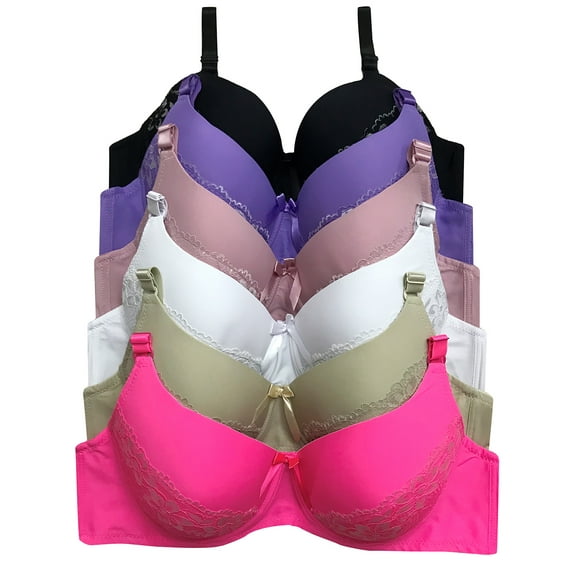 Women Bras 6 pack of T-shirt Bra B cup C cup D cup DD cup DDD cup 34D (X8220)