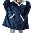 thumbnail image 3 of Sudadera con Capucha Tipo Manta para Mujer, de Forro , Cálida y Acogedora, con Bolsillo. Azul Gamuza Talla Única, 3 of 7