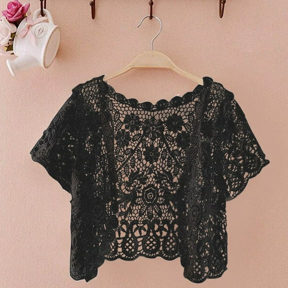 Women Summer Casual Fashion Short Thin Hollow Knitted Lace Versatile Cardigan Shoulder Cover up for Dresses Dress Cover up Shawl Shawl Wraps for Women plus Size Womens Scarf Warm Shawl Blanket for