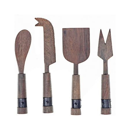 

Maison Concepts Gray Acacia Wood With Riveted Gunmetall 4 Pc Cheese Cutlery Set (9.5L X 8W X 1.75H)