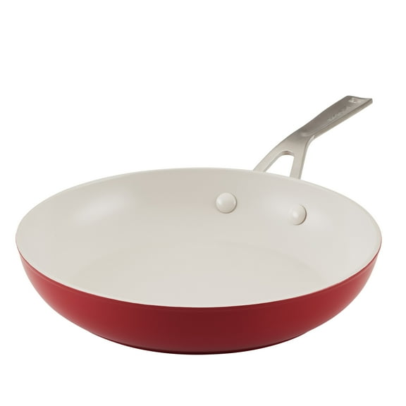 KitchenAid Ceramic Forged 10 Inch Nonstick Frying Pan, Dishwasher Safe and Oven Safe to 500°F, Empire Red