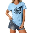 thumbnail image 2 of YLHFASHION T-shirt à Manches Courtes pour Femmes, Couleur Unie, Coupe Ample, Col Rond, Imprimé, Soldes d'Été, Liquidation, T-shirt à Manches Courtes pour Femmes, 2 of 4