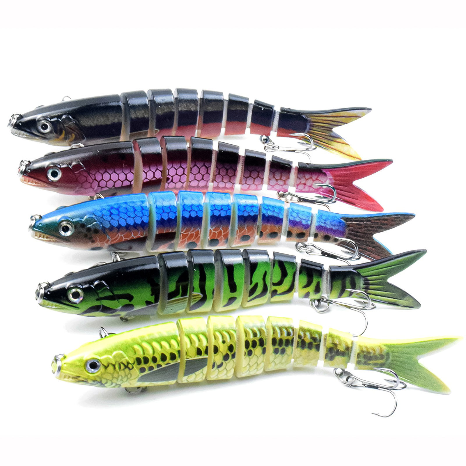 SPRING PARK 3Pcs 13.5cm 20g Fishing Lures Sinking Lure Multi Jointed Plastic  Fish Hook Simulation Baits 3D Fish Artificial Spinning Tackle 