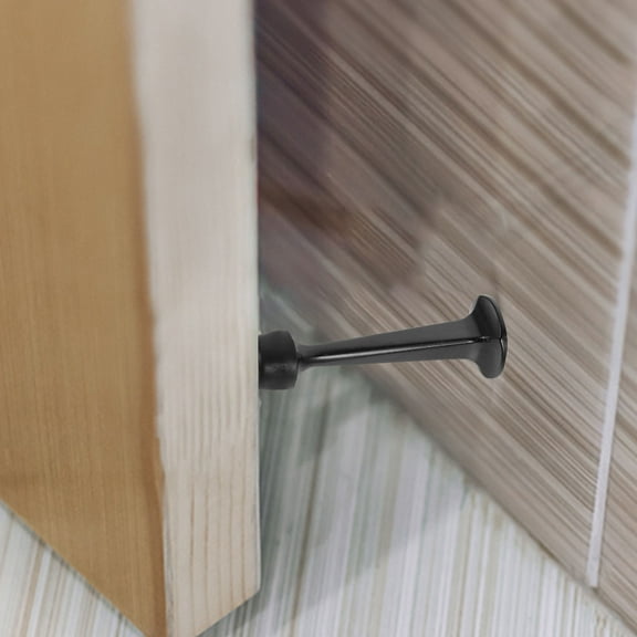 Worgeous Wall Mounted Door Stopper Non Corrosive Black 1Pack 3.5x1x1In