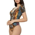 thumbnail image 3 of Picia Colorful Owl Tattoo Art Womens One Piece Swimsuits Modest Tummy Control Bathing Suits Lace Up Slimming Swim Suit-Large, 3 of 9