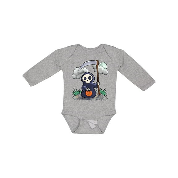 Inktastic Halloween Trick or Treating Cute Grim Reaper Boys or Girls Long Sleeve Baby Bodysuit