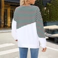 thumbnail image 4 of Holzkary Women's Striped Color Block Tunic Tops Side Slits Spring Long Sleeve T-Shirts Sweatshirt Crewneck Loose Trendy Sweatshirt with Spliced Sleeves and Contrasting Color Stripes Pink Xl, 4 of 7