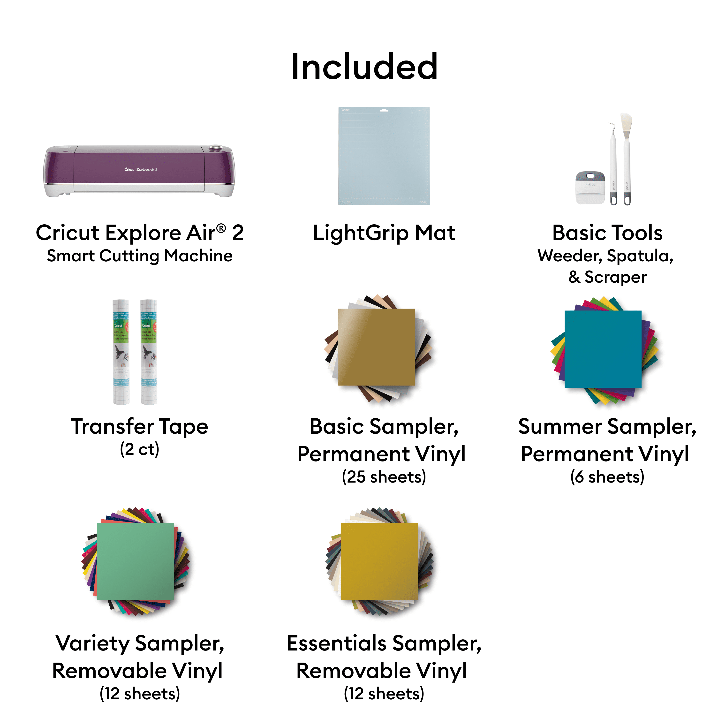 Cricut Explore Air 2 DieCutting Machine + Vinyl & Tool Kit Starter Bundle, Boysenberry  (图3)