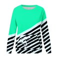 thumbnail image 4 of Cmfcve Sweatshirt for Women Striped Contrast Casual Tunic Tops Crew Neck Long Sleeve Pocket Loose Pullover, 4 of 6