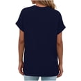 thumbnail image 6 of Gamivast Linen Linen Blouses for Women Dressy Casual Split V-Neck Basic Tees Short Sleeve Summer Shirts Solid Color Simple Work Wear Outfits, 6 of 9