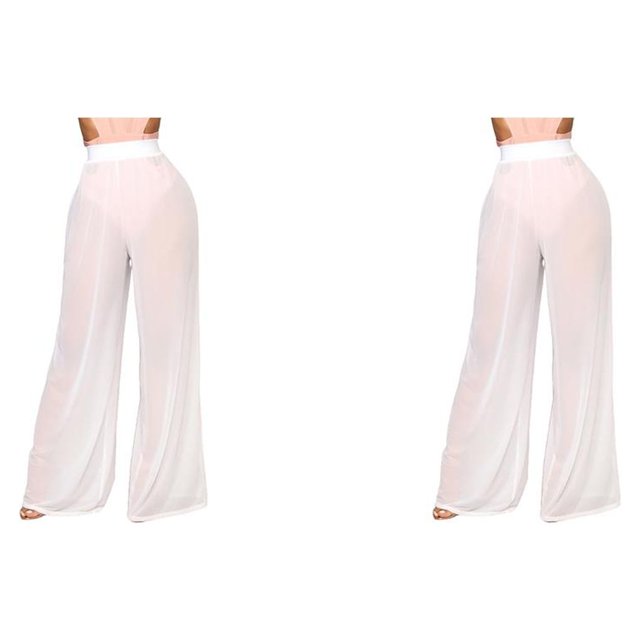 Soidarity Pantalones de playa para mujer, ropa de playa de Color sólido a la moda, cintura alta, cómodos, holgados, transparentes, piscina, Type1 NO1