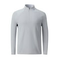 thumbnail image 4 of lkfuzj Men's Lightweight Breathable And Sport Train Solid Color Zipper Long Sleeve Stand Collar Shirt 2024 New Trendy Mens Regular Fit Dress Shirt Comfy TShirts For Men Gray, 4 of 9
