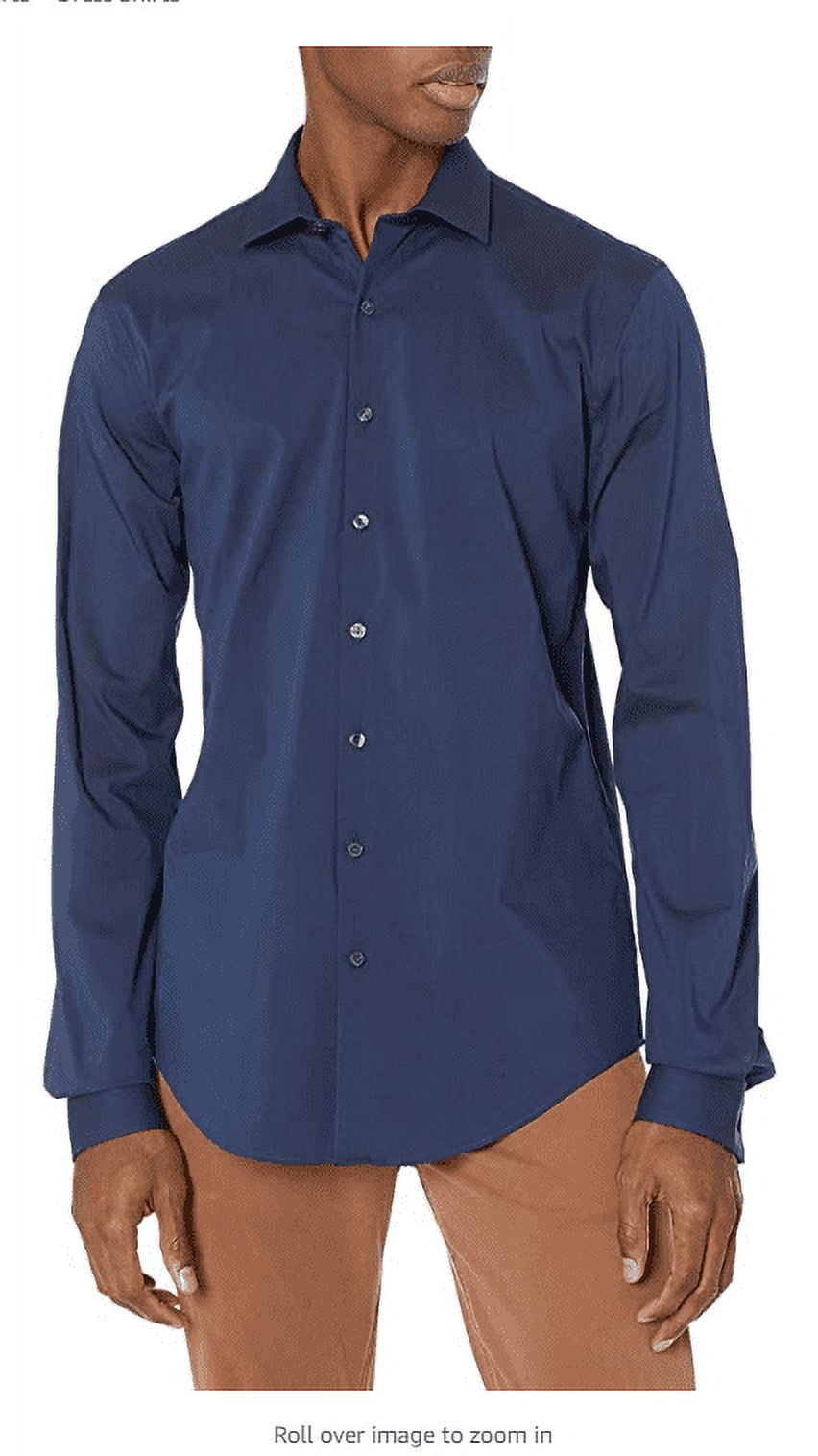 Kenneth Cole Reaction Men's the Flex Slim Fit Wrinkle Free Dress Shirt Dark  Blue Size XL - Walmart.com