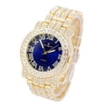 thumbnail image 2 of Charles Raymond Blinged Out Ultimate Gold Hip Hop Royalty Mens Wristwatch w/Easy Reader Roman Numeral Iced out Bright Colored Dial - L0504 (L0504RN Gold Royal Blue), 2 of 3