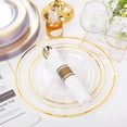 thumbnail image 3 of 350PCS Thanksgiving Clear-Gold Plastic Plates - Gold Plastic Dinnerware Sets for 50 Guests - 100 Gold Disposable Plates, 150 Gold Plastic Silverware, 50 Cups, 50 Napkins for Wedding & Party, 3 of 15