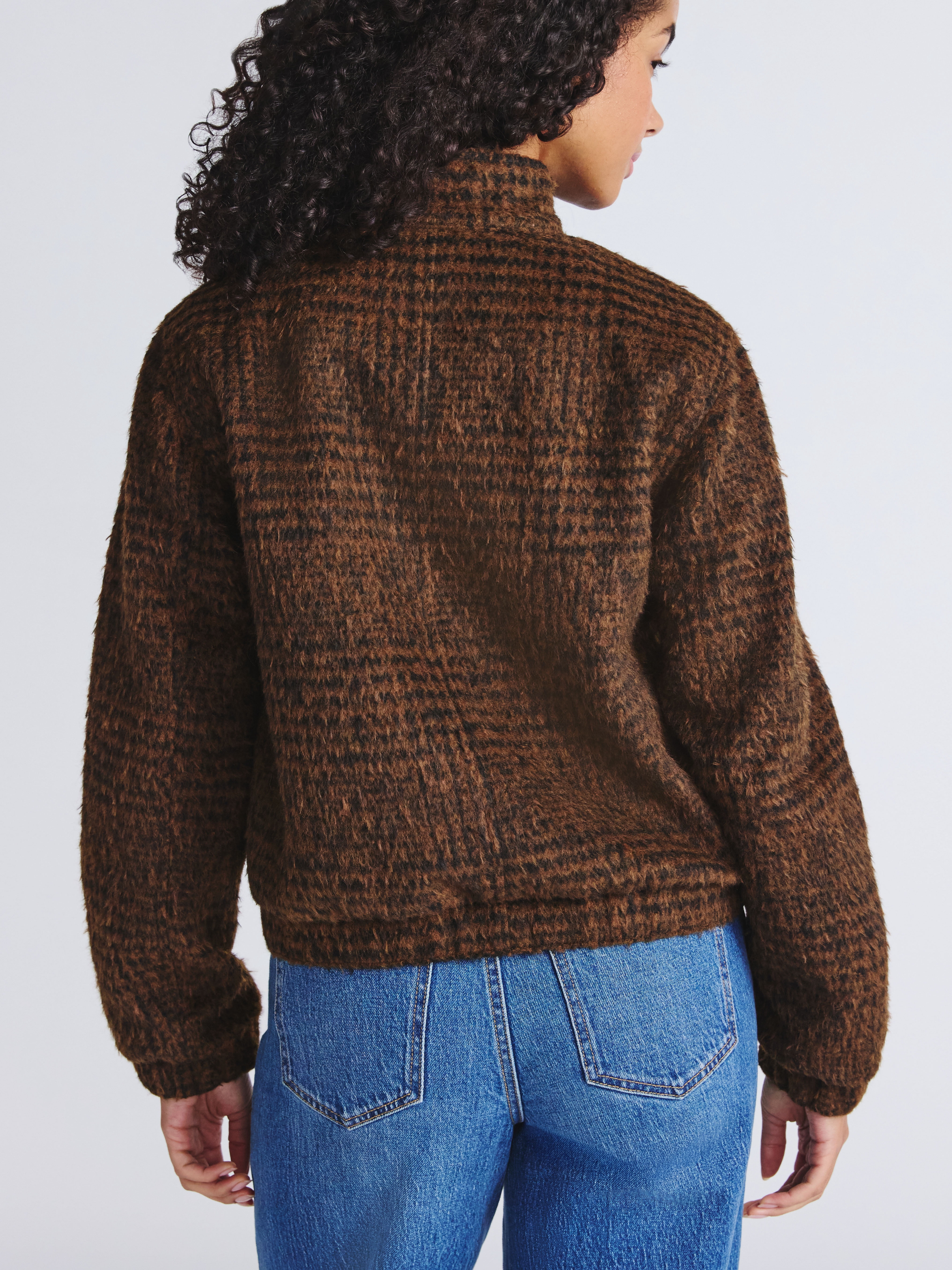 Time and Tru Women's and Women's Plus Faux Wool Bomber Jacket, Sizes XS-2X