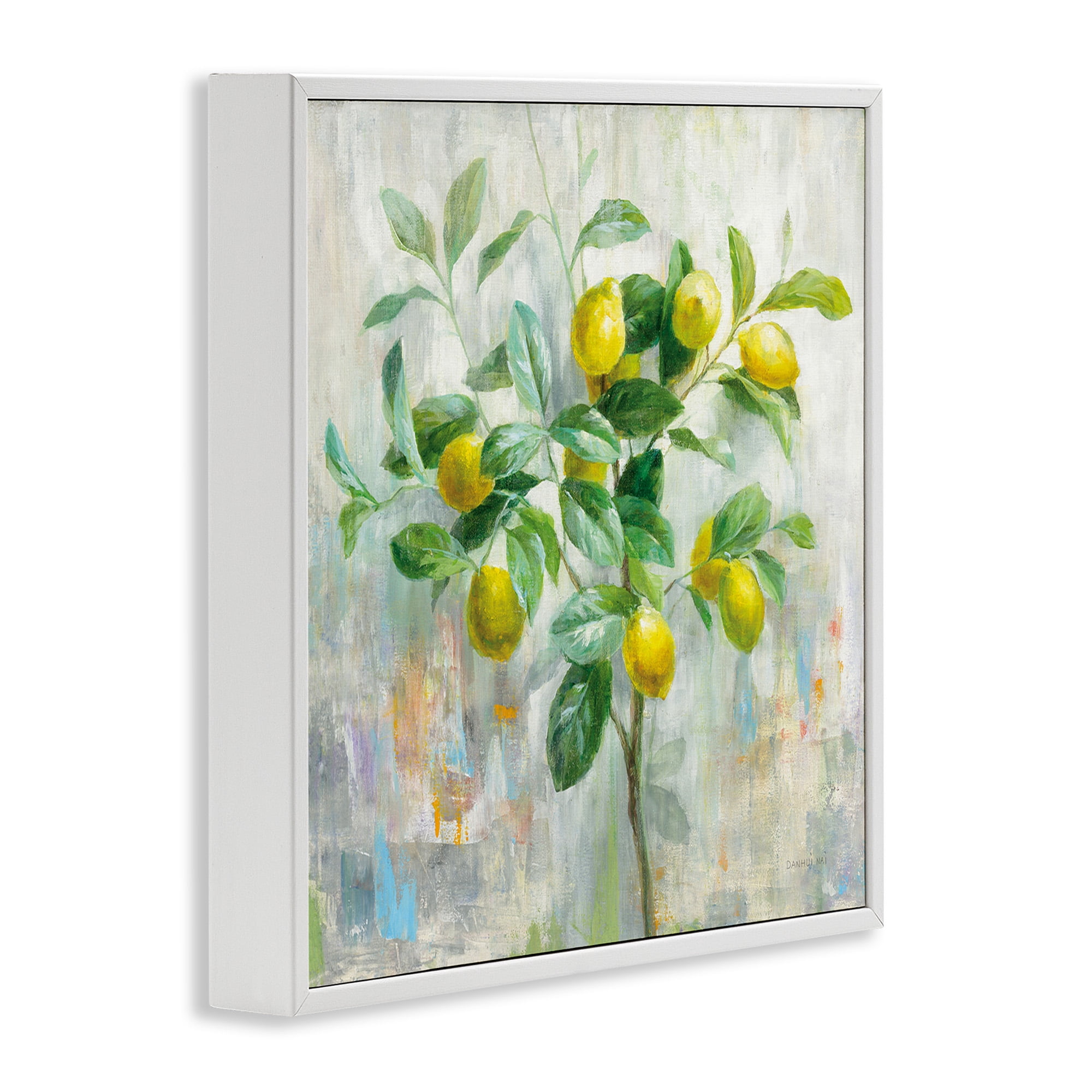 Stupell Industries Abstract Lemon Tree Branch Food & Beverage Painting White Framed Art Print Wall Art, 12 x 12