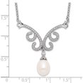 thumbnail image 3 of Sterling Silver Rhod-Plated 8-9mm White Fwc Pearl Cz With 1In Ext. Necklace (16.5 X 32) Made In China qh5206-16.5, 3 of 5