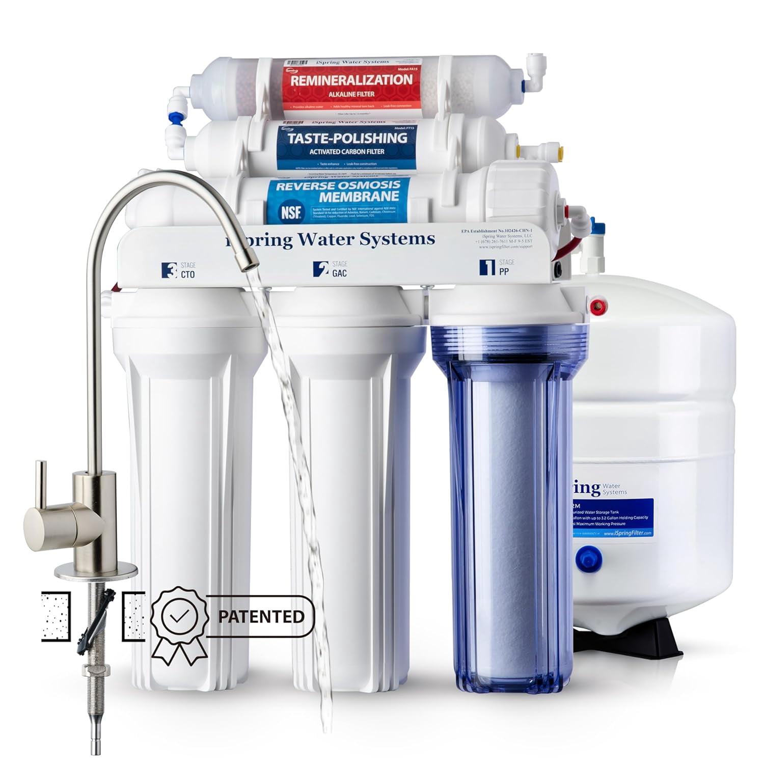 iSpring RCC7AK 6-Stage Alkaline RO Water Filtration System w/F4AK 6-Month Replacement Filter Pack, NSF Certified, Under Sink Drinking Water Purifier Bundle