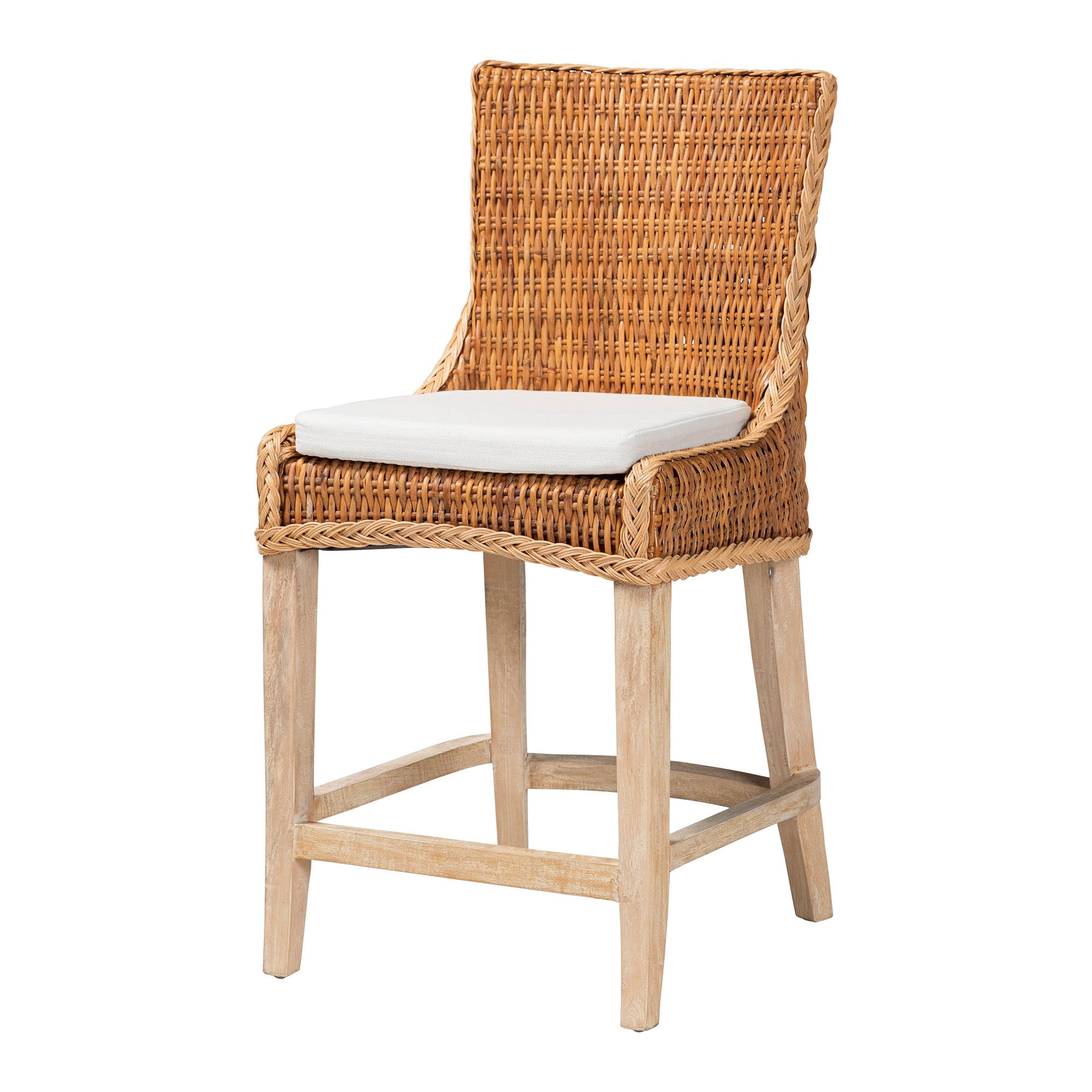 bali & pari Derris Boho Counter Stool, 24.4" H, Light Honey