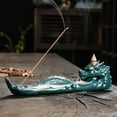 thumbnail image 5 of 1pc Handmade Ceramic Incense Burner with Dragon and Cloud Design Backflow Cone Incense Holder for Home Decoration (Without Incense）, 5 of 7