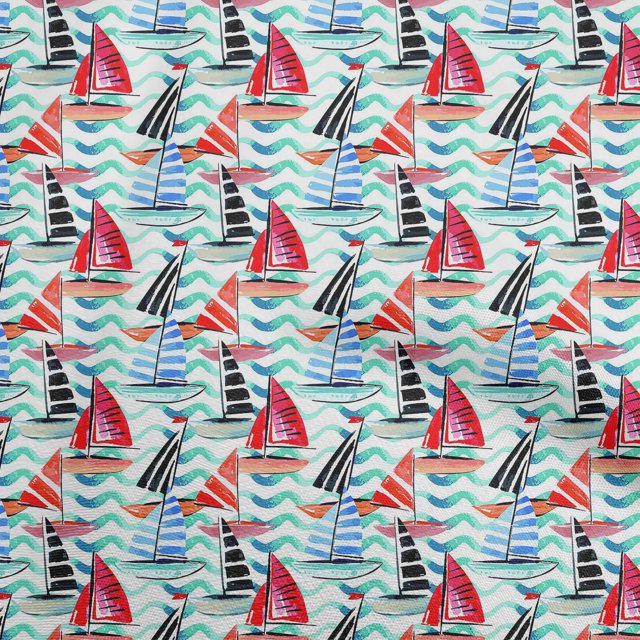 oneOone Rayon Red Fabric Yacht Craft Projects Decor Fabric Printed By The Yard 56 Inch Wide-LX