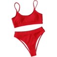 thumbnail image 4 of Ensemble Bikini String Taille Haute Côtelé 2 Pcs pour Femmes, 4 of 4