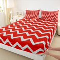 thumbnail image 3 of Feelyou Abstract Child Queen Sheet Sets, Simple Stripe Waves Red Bed Set, 4pcs, 3 of 7