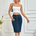 thumbnail image 7 of SOMER Women's Denim Skirt Long Jean High Waisted Bodycon Casual Business Youth Midi Length Jean Skirt Blue, 7 of 7
