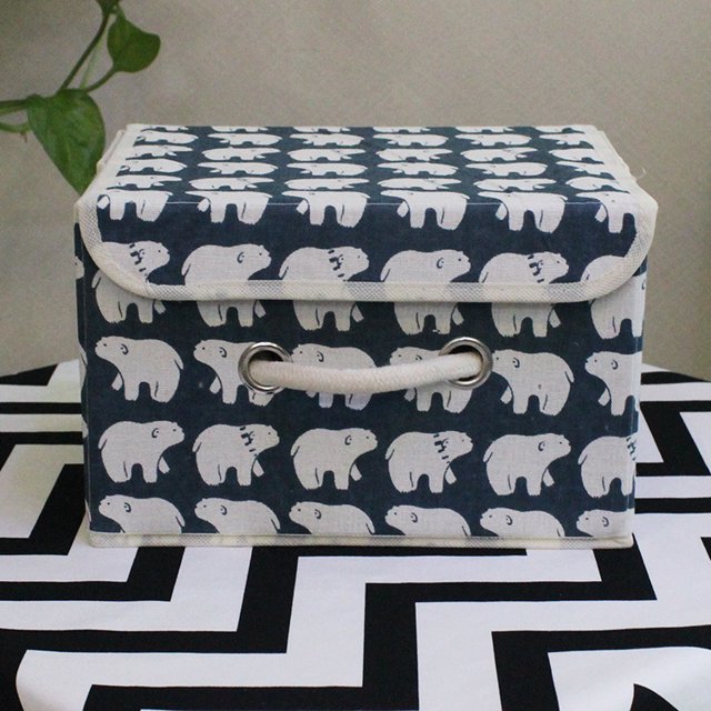 Boîte de Rangement en Coton et Lin Imprimée Grande Petite Boîte de Rangement en Coton Boîte de Finition avec Couvercle Poignée en Corde de Coton