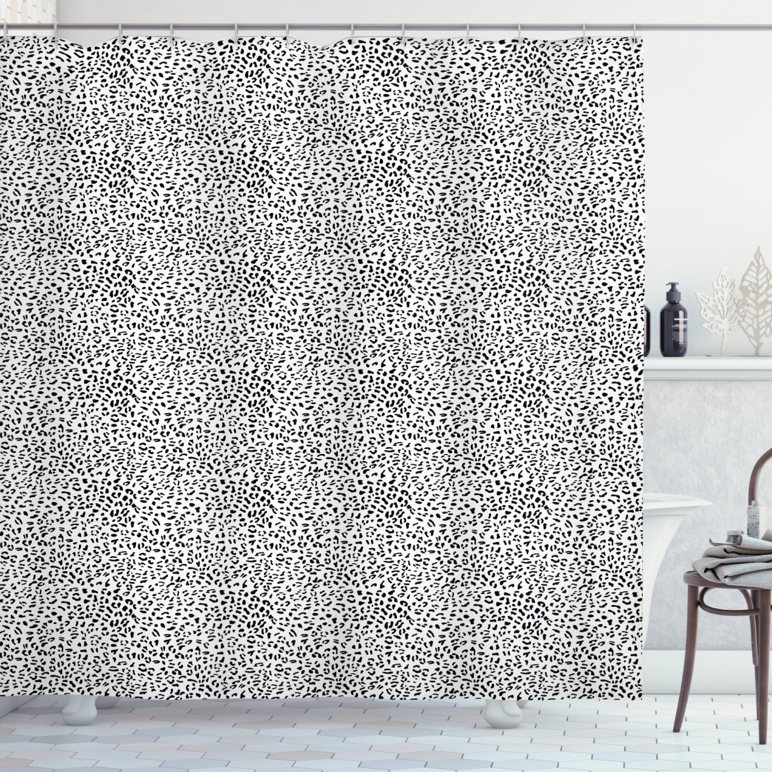Animal Print Shower Curtain, Continuous Monochromatic Leopard Skin