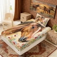 thumbnail image 5 of Erosebridal Watercolor Horse Twin Sheet Sets, Colorful Garden Floral Bedding, 3pcs (1 Flat Sheet, 1 Fitted Sheet and 1 Pillowcase), 5 of 6