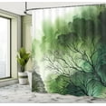 thumbnail image 2 of Ambesonne Dark Green Shower Curtain, Delicate Forest Trees, 69"Wx75"L, Fern Green, 2 of 4
