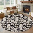 thumbnail image 2 of Vintage Flowers Round Area Rug 5ft Washable Large Round Rug for Living Room, Soft Non-Slip Circle Rugs for Dining Room, Black Farmhouse Pastoral Chic Floral Floor Carpet for Bedroom Entryway Office, 2 of 8