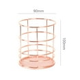 thumbnail image 2 of Metal iron pen holder Office organizer basket Stationery makeup brush organizer bucket - Rose gold, 2 of 5