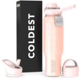thumbnail image 1 of Botella De Agua Deportiva Más Fría – Tapas 3 En 1 (Mango De Paja Chug) – Vaso Aislado De Acero Inoxidable Con Asa – Taza De Agua Al Vacío, Regalos De San Valentín Para Él Y Ella (46 Oz Forever Pink Gl, 1 of 5