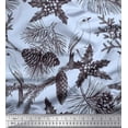 thumbnail image 1 of Soimoi Blue Cotton Duck Fabric Holly Leaves, American Robin Bird Print Sewing Fabric BTY 56 Inch Wide, 1 of 3