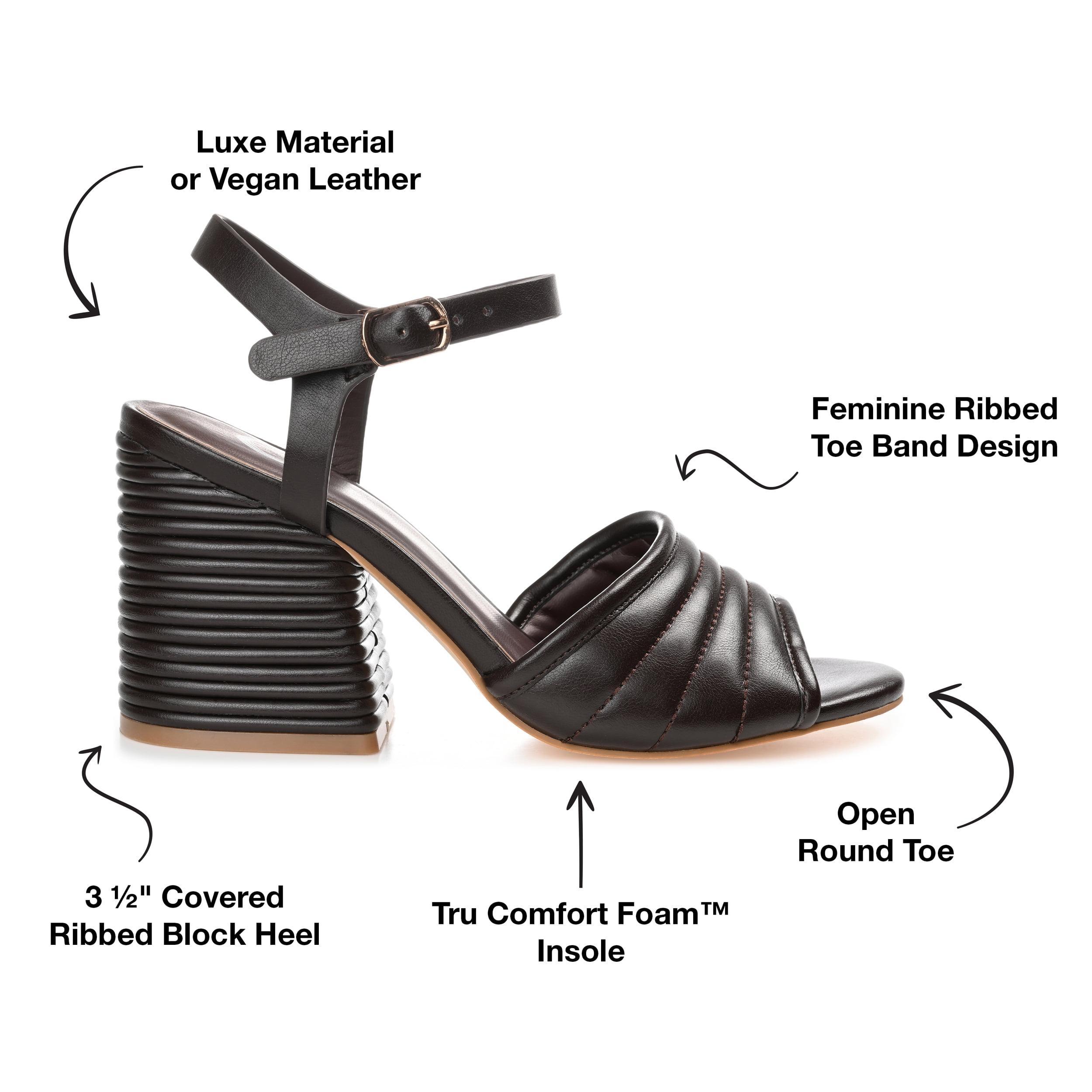 Journee Womens Charmaine Layered Block Heel Sandals