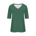 thumbnail image 3 of Fgnfyis Womens Tops Women's Basic V Neck Short Sleeve T Shirt Casual Comfortable Summer Top for Daily Wear with Jeans Print T Shirts for Women Green L, 3 of 4