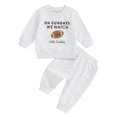 thumbnail image 3 of Baby Boy Clothes Toddler Baby Boys Football Outfit Sundays are for Football with Daddy Rugby Sweatshirt Top Jogger Pants Fall Clothes, 3 of 9