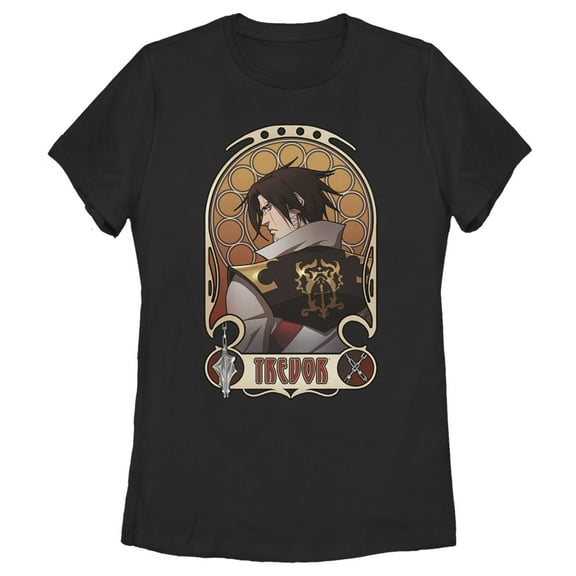 Women's Castlevania Trevor Classic Portrait Graphic Tee Black 2X Large
