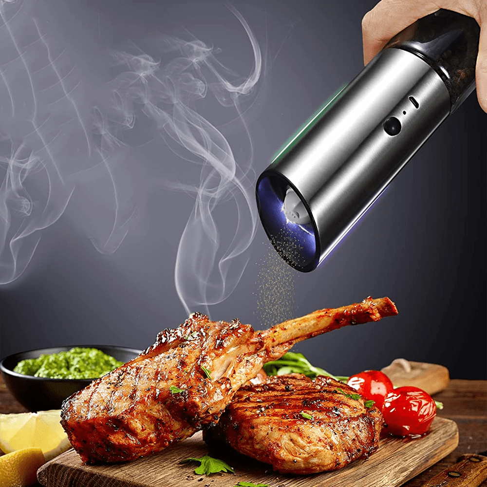 Rechargeable Electric Pepper and Salt Grinder Set - One-Handed - No Battery  Needed Modern Style - Automatic Black Peppercorn & Sea Salt Spice Mill Set  with Adjustable Coarseness 