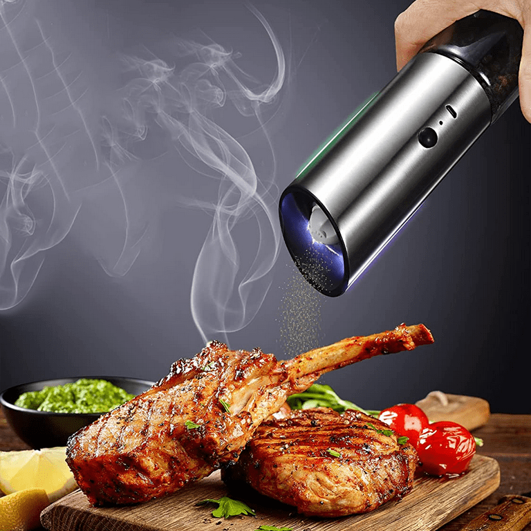 Electric Salt and Pepper Grinder Set - USB Rechargeable - Durable Modern  Style - Automatic Black Peppercorn & Sea Salt Spice Mill Set with  Adjustable